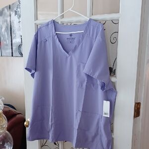 M & M Lavender V-Neck Scrub Top Size 3X